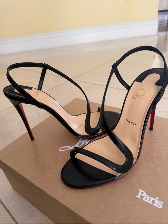Christian Louboutin Shoes - Christian Louboutin Women's Black Leather Slingback Sandal 100mm heel